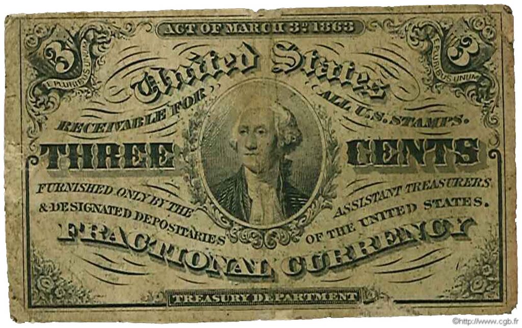 3 Cents STATI UNITI D AMERICA  1863 P.105 q.MB