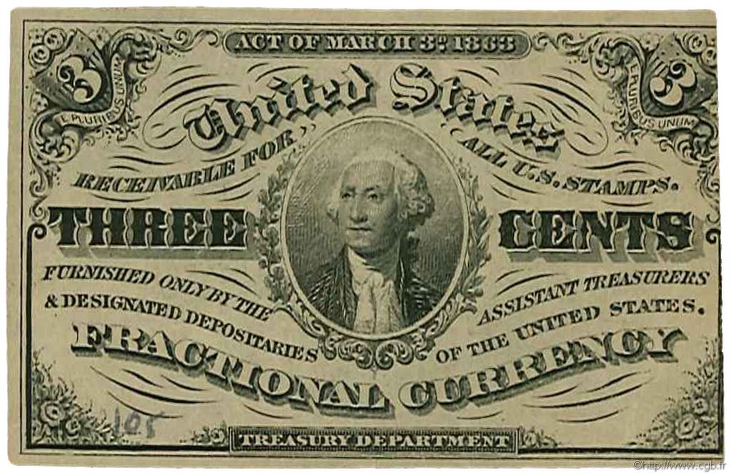 3 Cents STATI UNITI D AMERICA  1863 P.105 SPL+