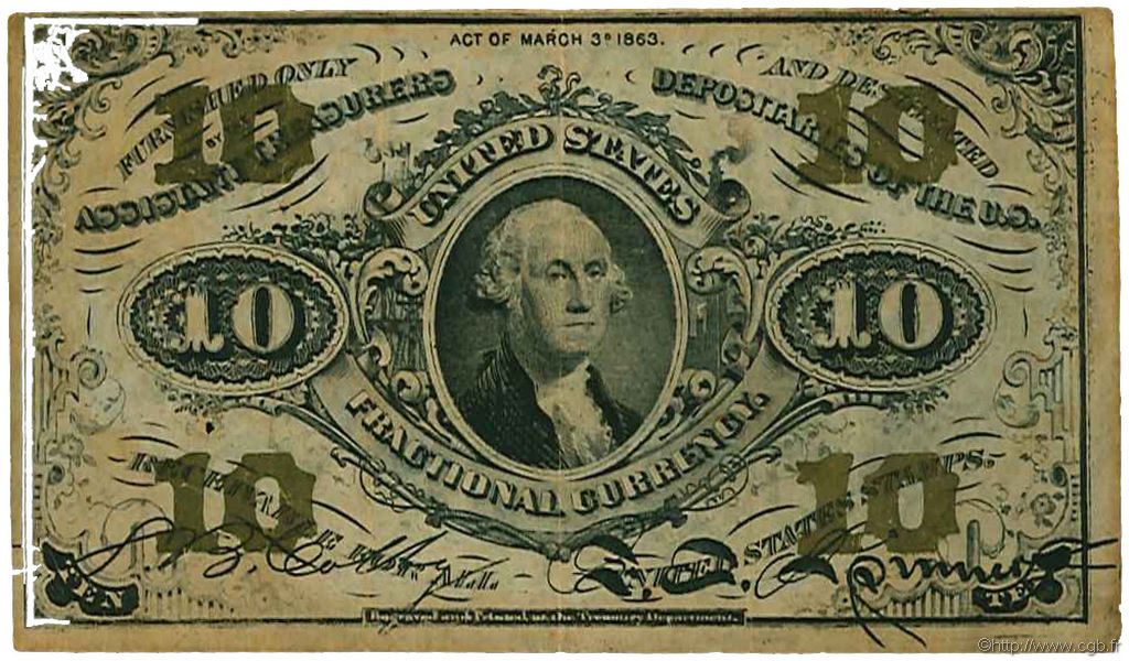10 Cents STATI UNITI D AMERICA  1863 P.108 q.BB
