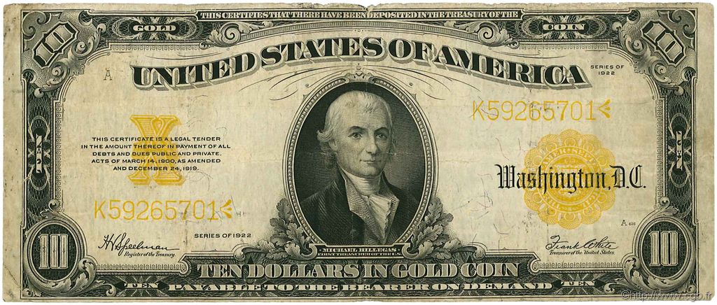 10 Dollars ÉTATS-UNIS D AMÉRIQUE  1922 P.274 TB