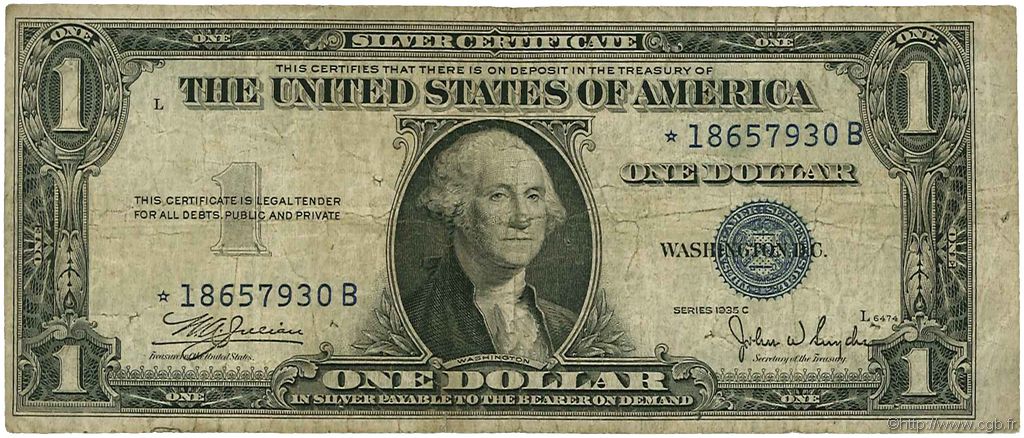 1 Dollar Remplacement ÉTATS-UNIS D AMÉRIQUE  1935 P.416c pr.TB