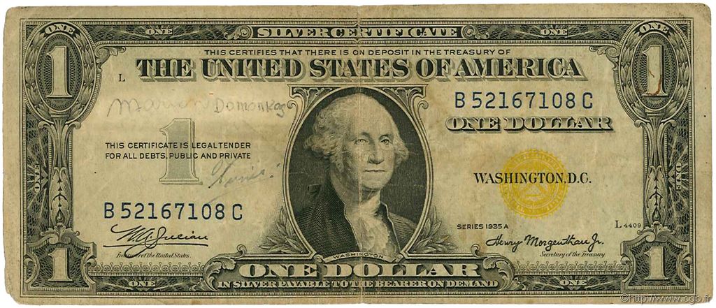 1 Dollar ESTADOS UNIDOS DE AMÉRICA  1935 P.416Ay RC+