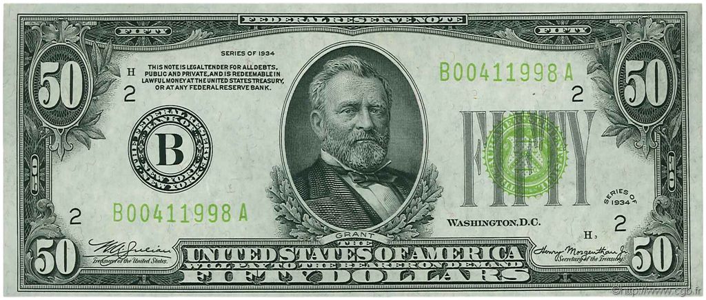 50 Dollars UNITED STATES OF AMERICA New York 1934 P.432D AU