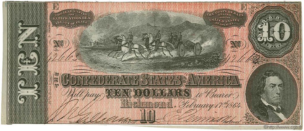 10 Dollars CONFEDERATE STATES OF AMERICA  1864 P.68 AU