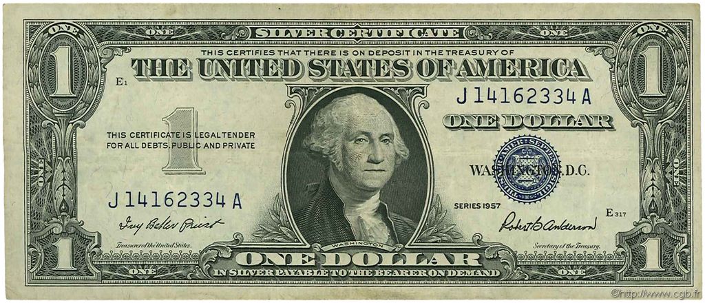1 Dollar VEREINIGTE STAATEN VON AMERIKA  1957 P.419 SS