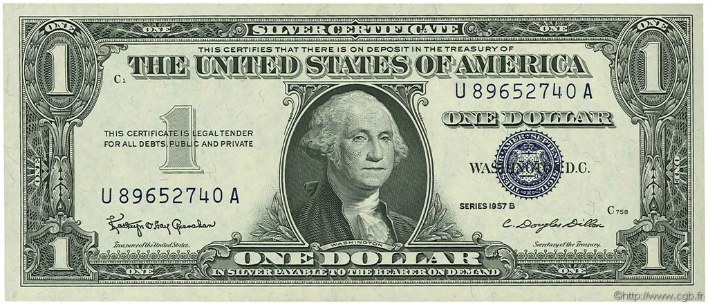 1 Dollar UNITED STATES OF AMERICA  1957 P.419b UNC-