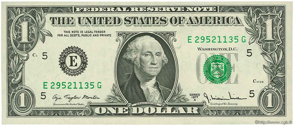 1 Dollar UNITED STATES OF AMERICA Richmond 1977 P.462b UNC-