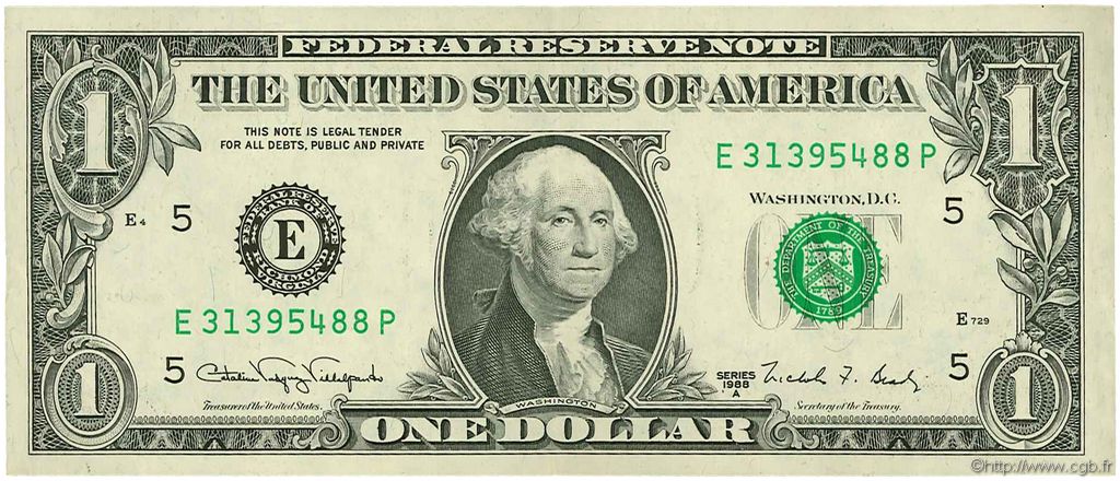 1 Dollar ESTADOS UNIDOS DE AMÉRICA Richmond 1988 P.480a EBC
