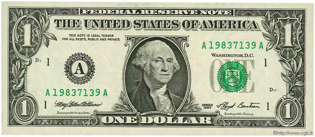 1 Dollar STATI UNITI D AMERICA Boston 1993 P.490a FDC