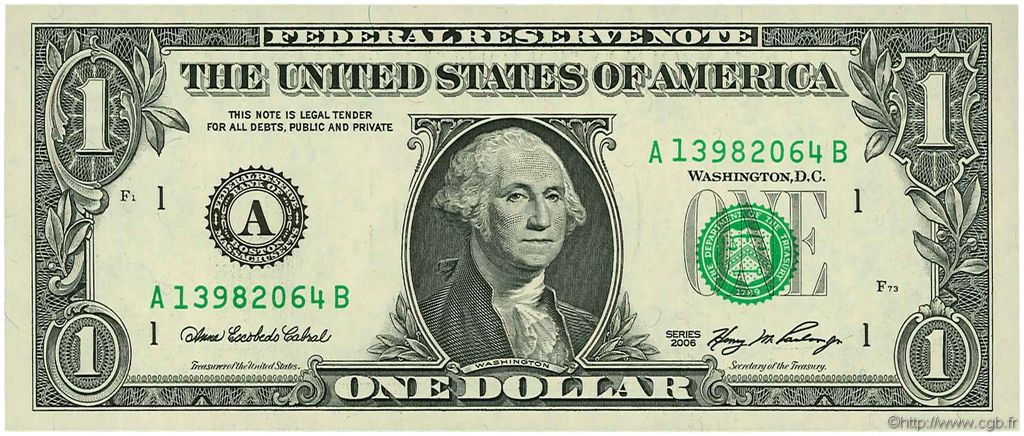 1 Dollar UNITED STATES OF AMERICA Boston 2006 P.523 UNC