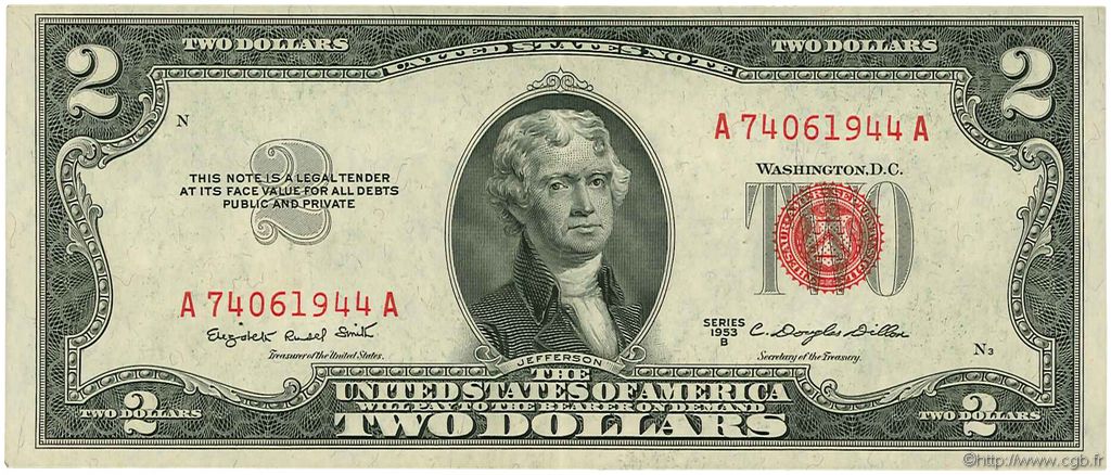 2 Dollars STATI UNITI D AMERICA  1953 P.380b q.SPL