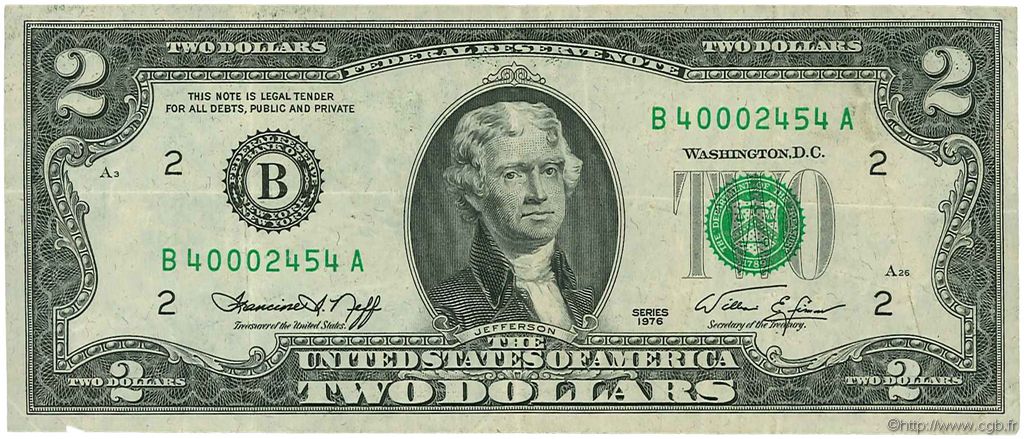 2 Dollars STATI UNITI D AMERICA New York 1976 P.461 BB
