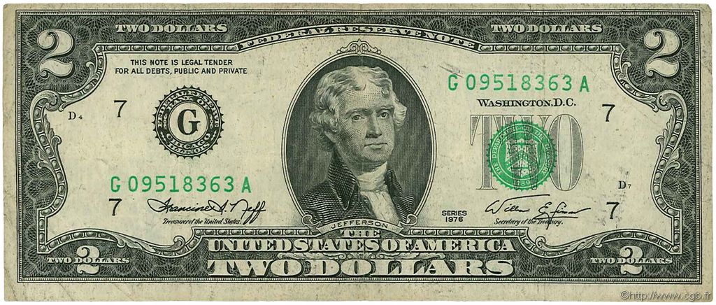 2 Dollars STATI UNITI D AMERICA Chicago 1976 P.461 BB