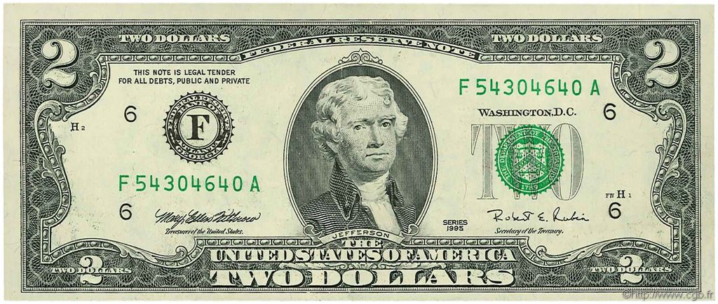 2 Dollars VEREINIGTE STAATEN VON AMERIKA Atlanta 1995 P.497 VZ+