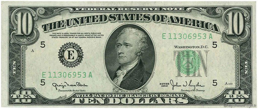 10 Dollars ÉTATS-UNIS D AMÉRIQUE Richmond 1950 P.439 SPL