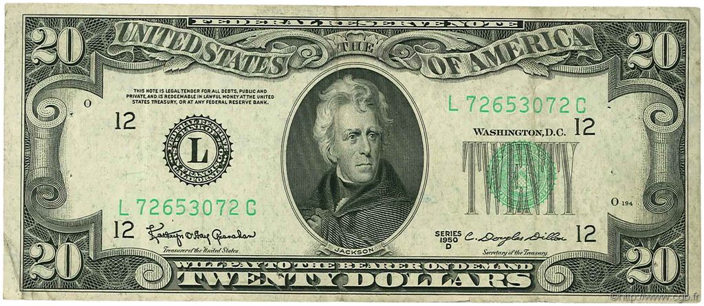 20 Dollars ÉTATS-UNIS D AMÉRIQUE San Francisco 1950 P.440d TTB