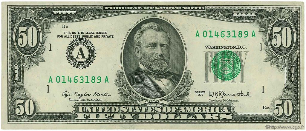 50 Dollars STATI UNITI D AMERICA Boston 1977 P.466 BB to SPL