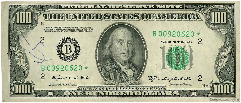 100 Dollars ÉTATS-UNIS D AMÉRIQUE New York 1950 P.442c TTB