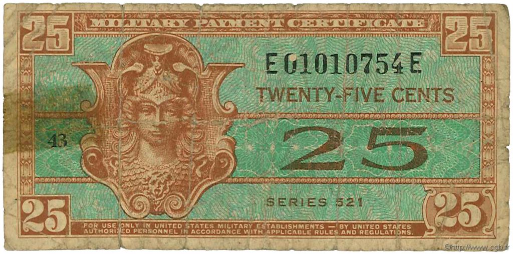 25 Cents STATI UNITI D AMERICA  1954 P.M031 B