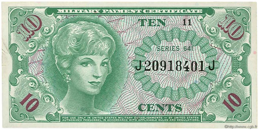 10 Cents UNITED STATES OF AMERICA  1965 P.M058 UNC-