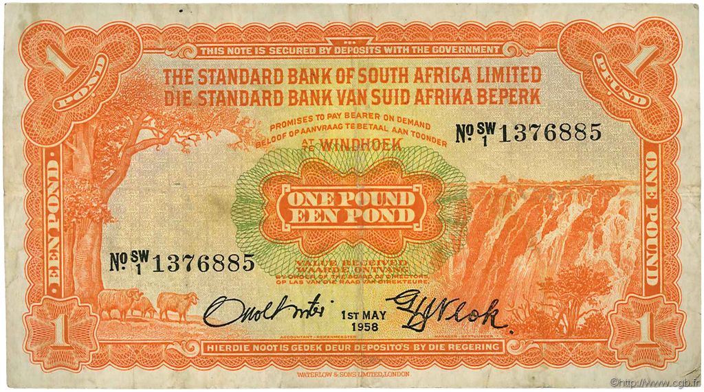 1 Pound SOUTH WEST AFRICA  1958 P.11 MB