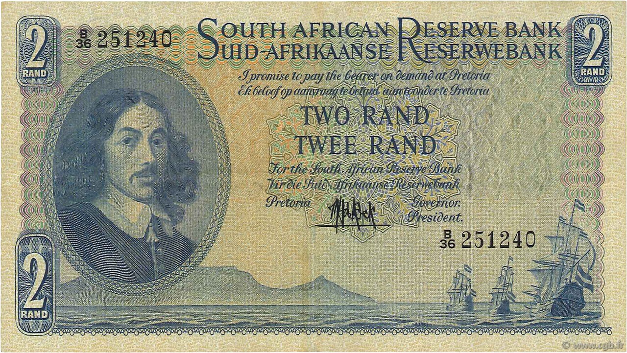 2 Rand SOUTH AFRICA  1962 P.104a VF