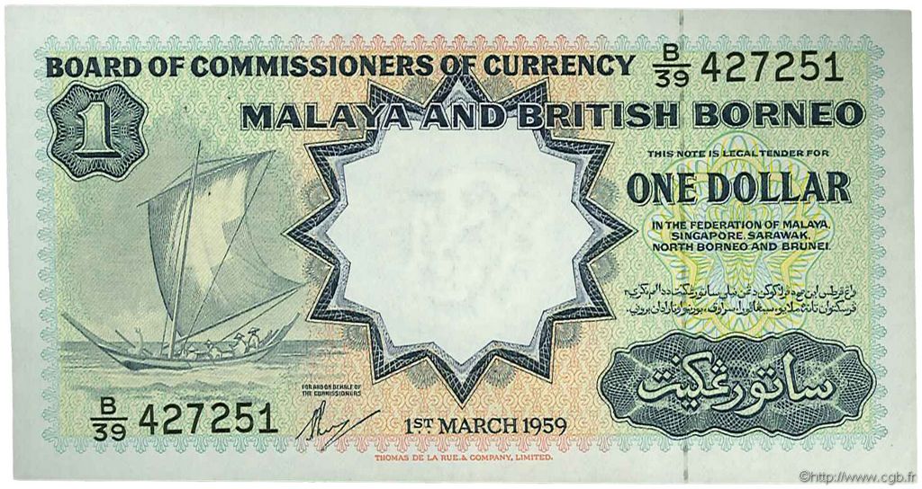 1 Dollar MALAYA e BRITISH BORNEO  1959 P.08A SPL+
