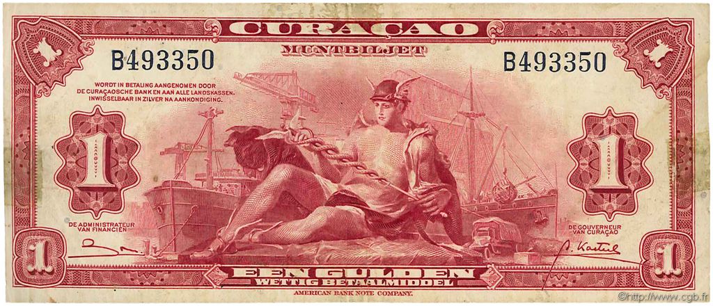 1 Gulden CURAçAO  1947 P.35b S to SS