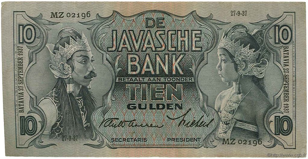 10 Gulden NETHERLANDS INDIES  1937 P.079b VF+