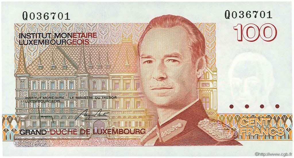 100 Francs LUXEMBOURG  1986 P.58b UNC