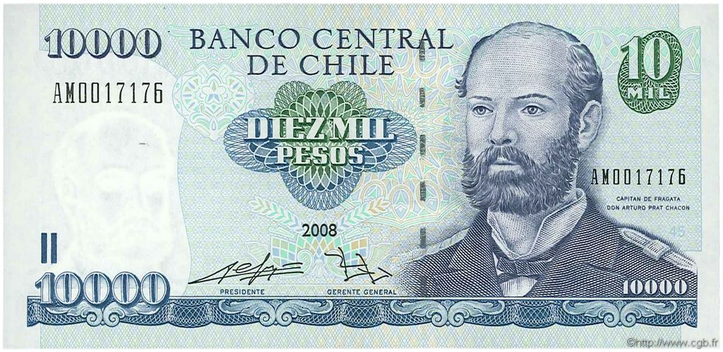 10000 Pesos CHILI  2008 P.157d NEUF