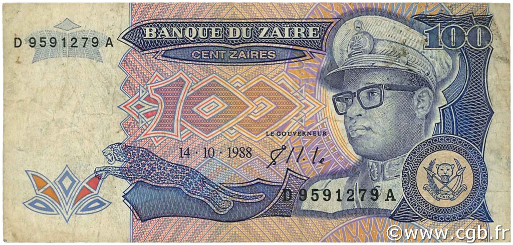 100 Zaïres ZAIRE  1988 P.33a q.MB