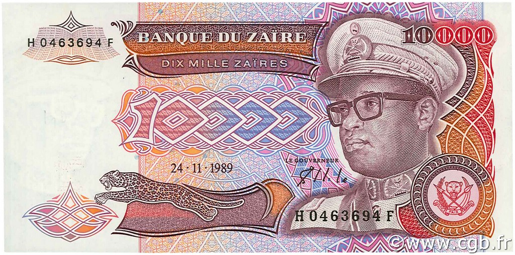 10000 Zaïres ZAÏRE  1989 P.38a SC