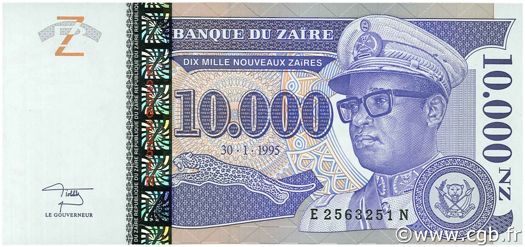 10000 Nouveaux Zaïres ZAIRE  1995 P.70a FDC