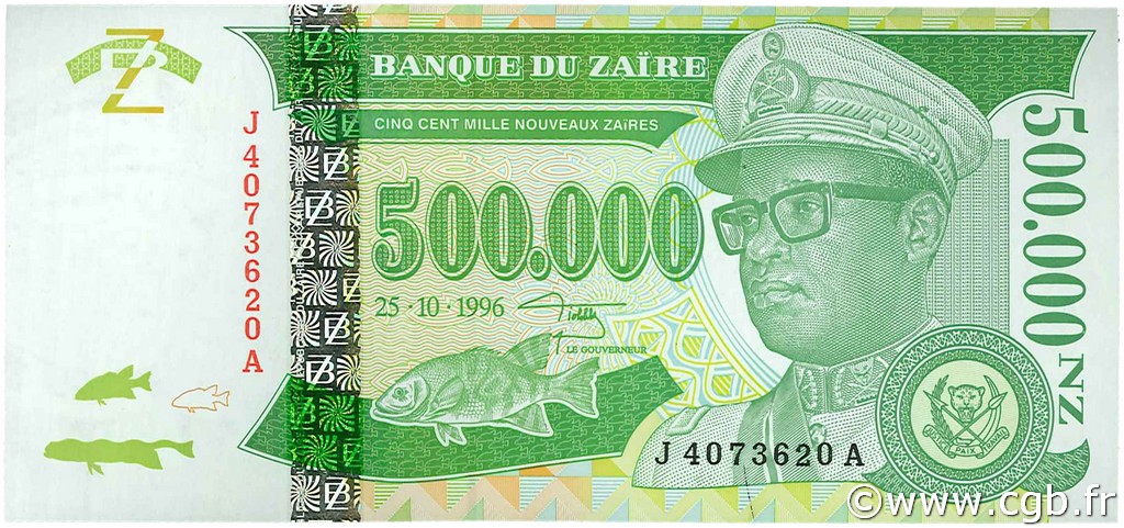 500000 Nouveaux Zaïres ZAÏRE  1996 P.78a FDC