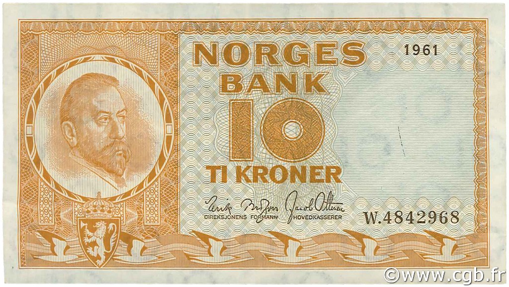 10 Kroner NORVÈGE  1961 P.31c BB