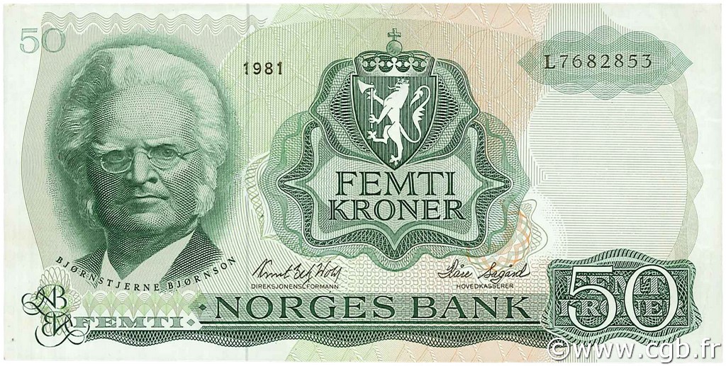 50 Kroner NORVÈGE  1981 P.37d fVZ