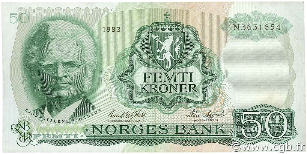 50 Kroner NORVÈGE  1983 P.37d SS