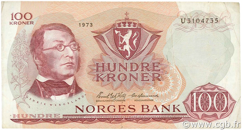 100 Kroner NORVÈGE  1973 P.38g SS