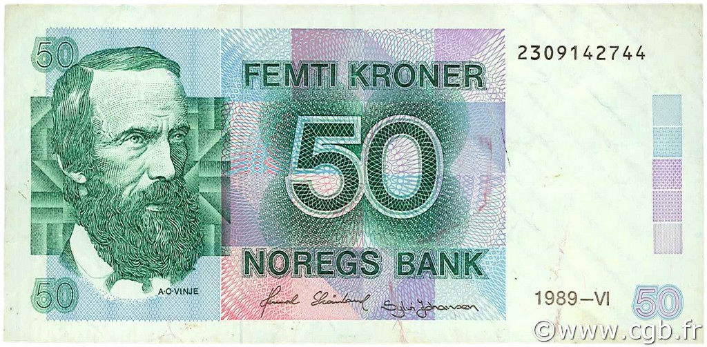 50 Kroner NORVÈGE  1989 P.42e MBC