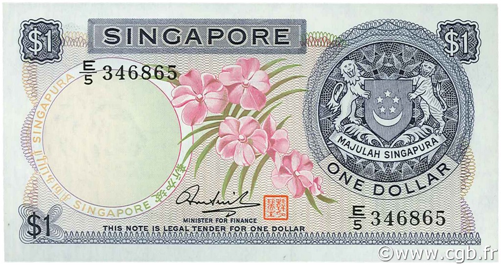 1 Dollar SINGAPORE  1972 P.01d UNC