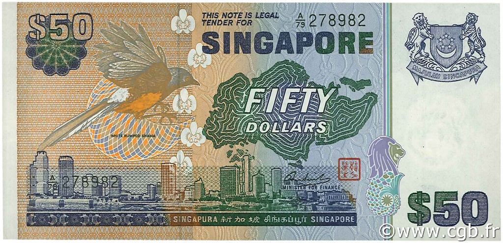 50 Dollars SINGAPUR  1976 P.13a fST+