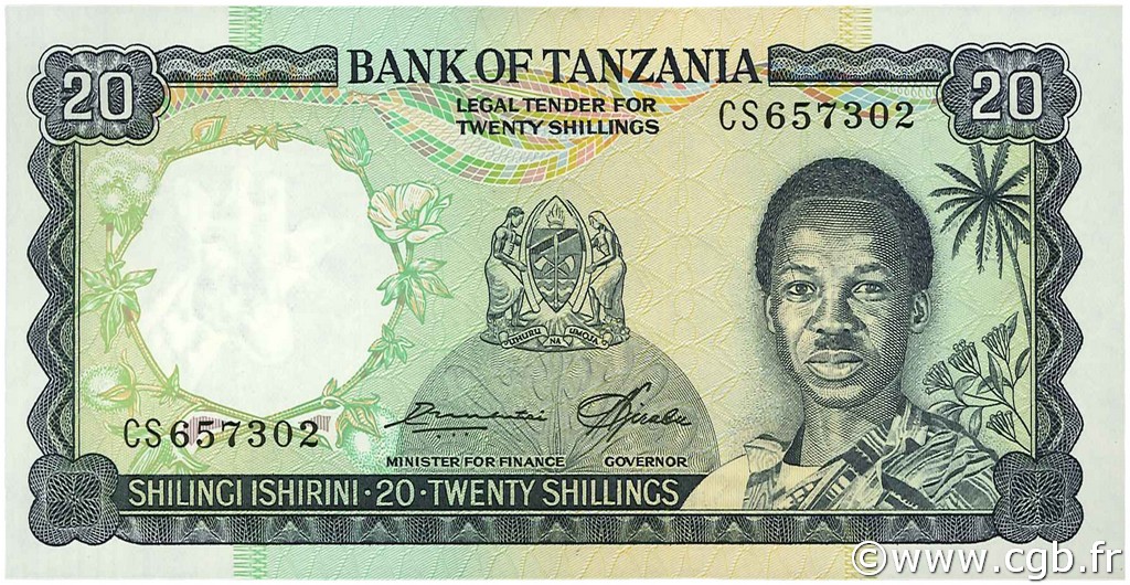 20 Shillings TANSANIA  1966 P.03e ST