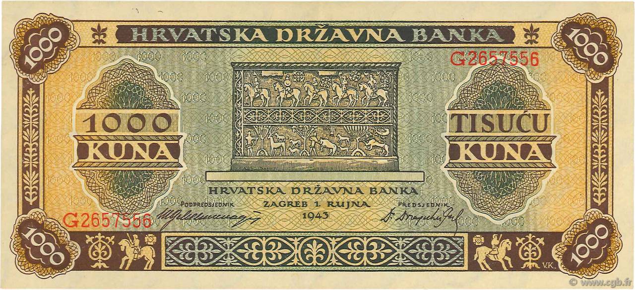 1000 Kuna CROATIA  1943 P.12 AU