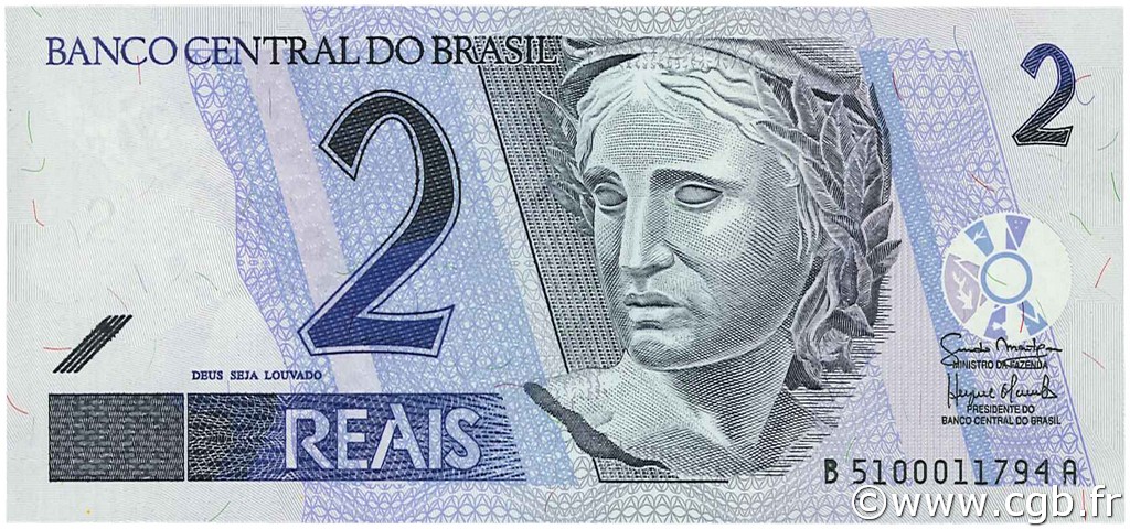 2 Reais BRAZIL  2001 P.249e UNC