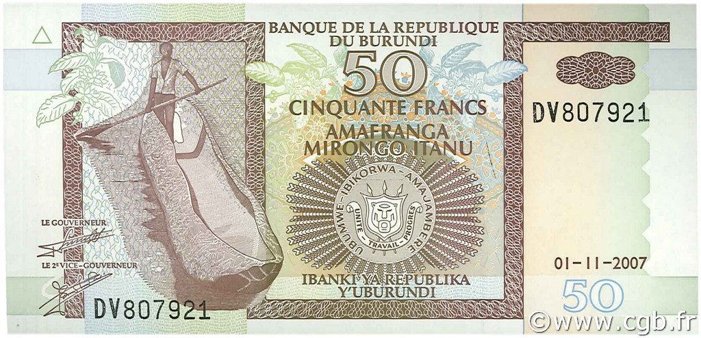 50 Francs BURUNDI  2007 P.36g fST+