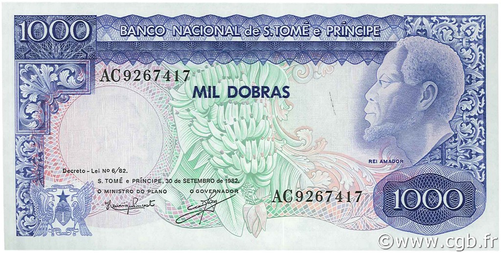 1000 Dobras SAO TOMÉ UND PRINCIPE  1982 P.059 ST