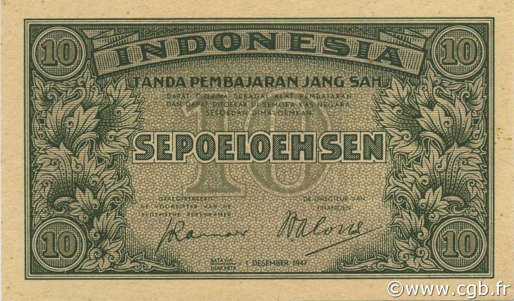 10 Sen INDONESIEN  1947 P.031 ST