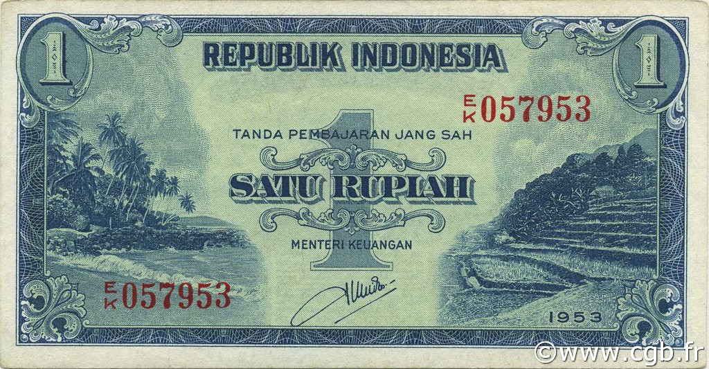 1 Rupiah INDONÉSIE  1953 P.040 SUP