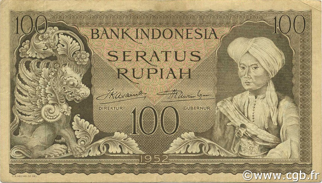 100 Rupiah INDONESIEN  1952 P.046 SS